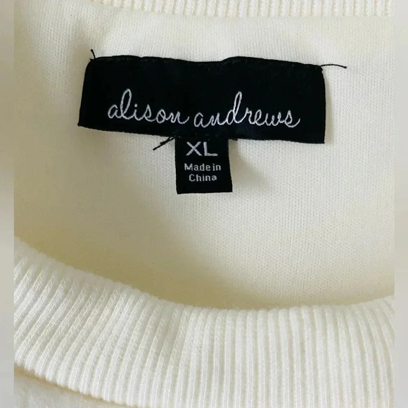 ALISON ANDREWS* Women's Crew Neck Faux Fur High-low Cream Lined Sweatshirt Sz XL - Picture 7 of 9